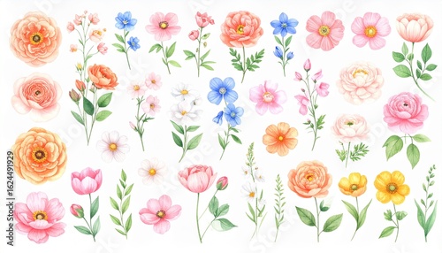 Wallpaper Mural Stunning watercolor floral collection bringing vibrant beauty and natural elegance to any design project. Torontodigital.ca