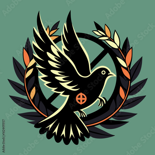 "Peace dove black vector for anti-war themes"