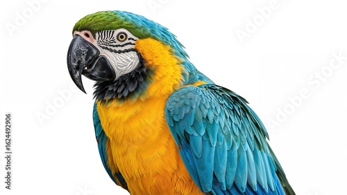 A drawing of a colorful tropical bird
