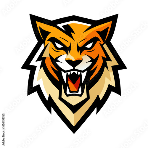 Sharp-toothed tiger logo with high-contrast highlights, tailored for a powerful esports identity.
