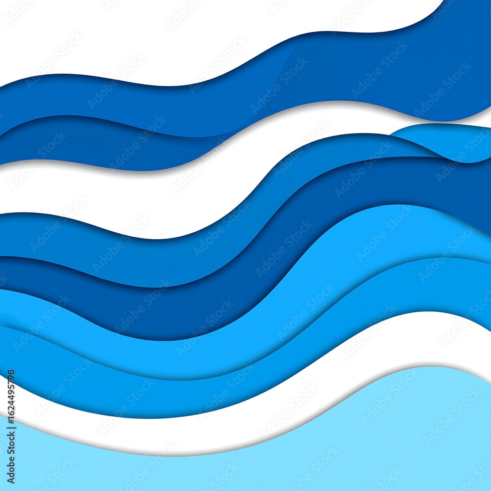 Naklejka premium Abstract layered waves in shades of blue on white background