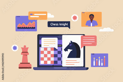 Digital chess strategy with online communication and data analysis for business success