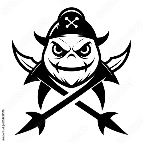 Stylized Grayscale Falcon Head Facing Forward with Sharp Angular Feathers