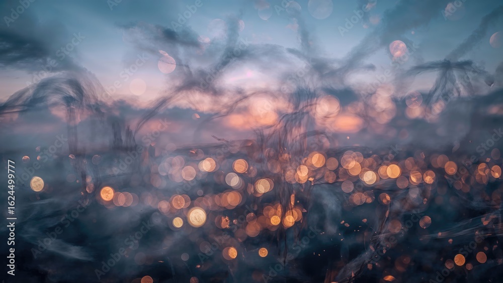 Fototapeta premium Softly blurred bokeh lights forming an abstract celebration backdrop