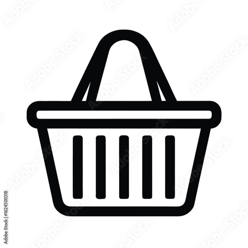 Shopping Basket Outline Vector Illustration