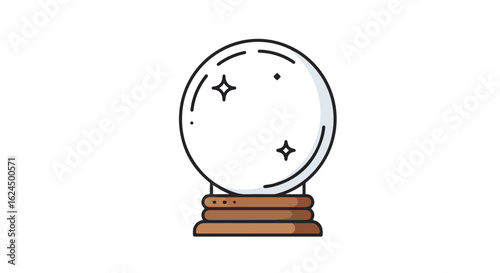 Isolated crystal ball illustration, divination concept on white background, for web