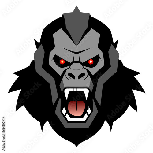 Mechanical Gorilla with Cracks and Crimson Glow in Elite Sci-Fi Style