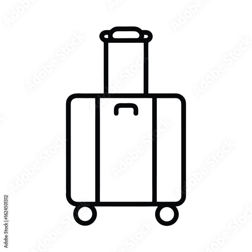Suitcase With Wheels Outline Vector Illustration