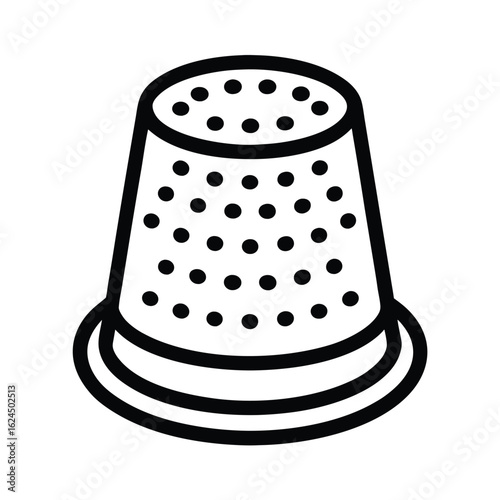 Thimble Outlined In Bold Vector Illustration