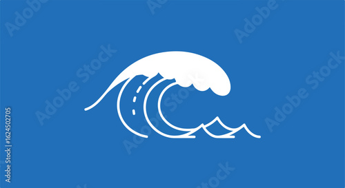 Ocean wave crests on blue background for design or web purposes