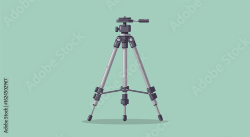 Camera tripod standing still with a plain background for photography & videography