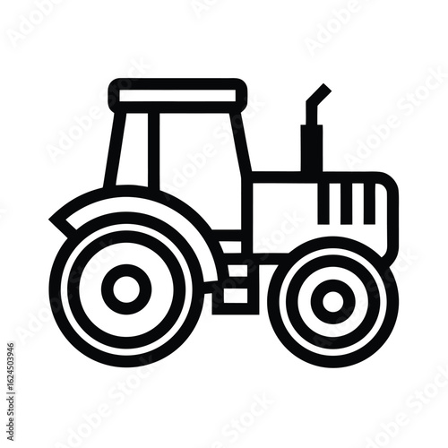 Tractor Outlined In Bold Vector Illustration