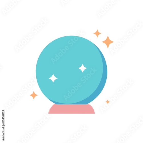 Crystal ball with stars isolated on transparent background