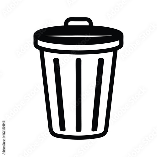 Trash Can With Lid Outline Vector Illustration