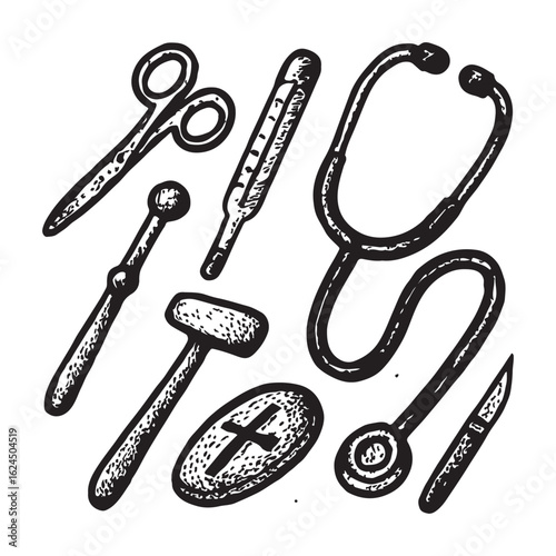 Precision Sketch of Essential Medical Instruments