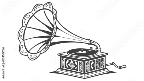 vintage gramophone isolated on white
