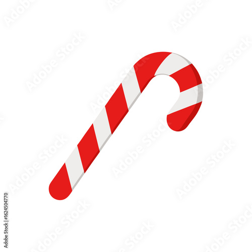 Classic red and white striped candy cane on black background