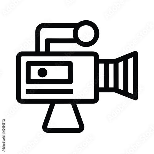 Video Camera With Handle Outline Vector Illustration