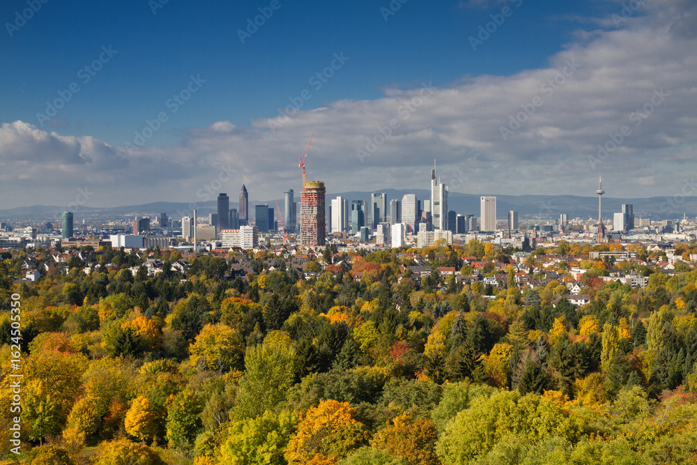 Fototapeta premium Cityscape of Frankfurt as seen from Goetheturm