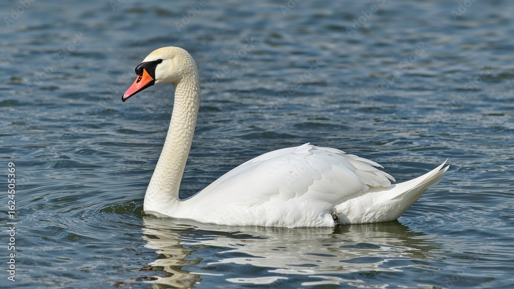 Obraz premium Cygnus olor swan swimming in a peaceful water environment with natural background