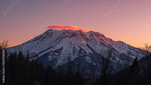 Fototapeta Naklejka Na Ścianę i Meble -  Snow-covered mountain scenery in a cold season