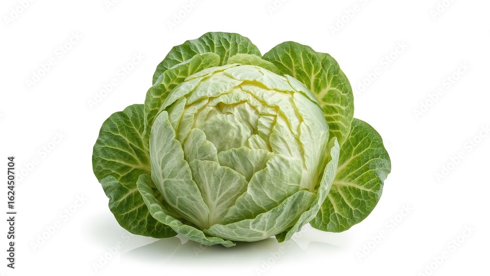 Fototapeta premium Whole cabbage set on a plain white background