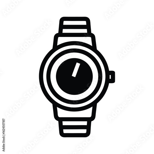 Wristwatch With Strap Outline Vector Illustration