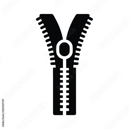 Zipper Outlined In Bold Vector Illustration