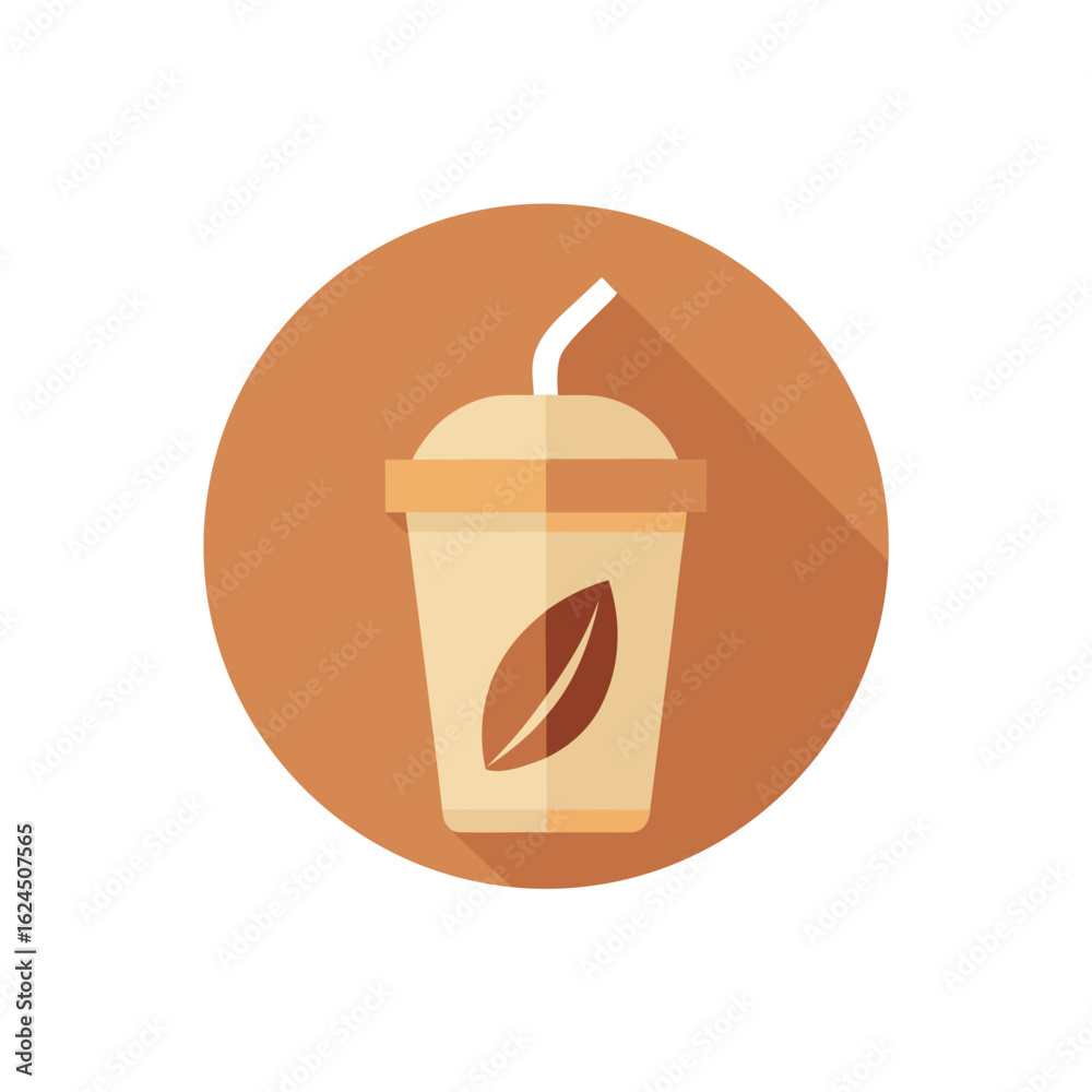 Flat design coffee cup with leaf icon isolated on transparent background Flat design coffee cup with leaf icon isolated on transparent background