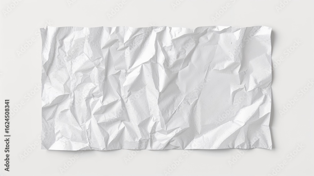 Obraz premium Horizontal white paper template with folds and glue marks, wrinkled sheet mockup