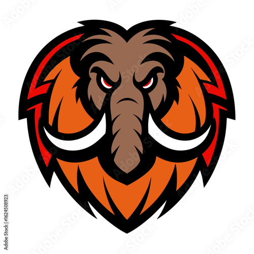 Bold Mammoth Logo with Shaggy Fur and Sporty Crest for Team Representation