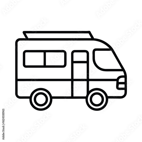 Wallpaper Mural Camping Van Outline Minimal Black Line Art Vector Illustration Torontodigital.ca