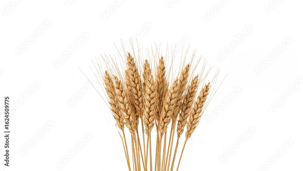 Fototapeta premium Isolated wheat stalks arranged on a white surface