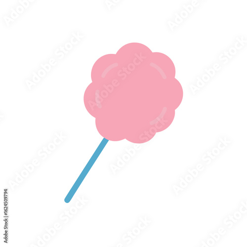 Simple pink cotton candy on a blue stick
