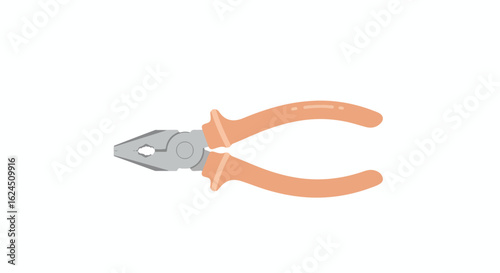 Flat lay of pliers on a plain background, isolated. DIY, repair, or crafting use