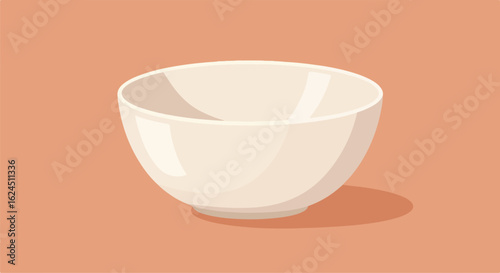 Simple white bowl with shadow on a salmon background, useful for food presentation