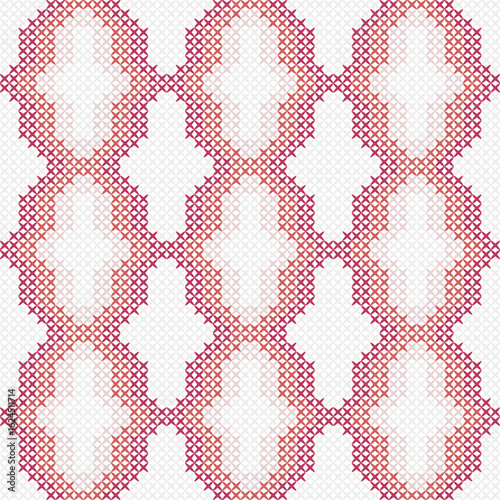 Geometric hearts form a seamless vector pattern, perfect for a vintage textile or modern fashion design illustration