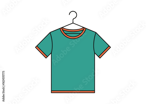 Teal t-shirt on hanger Vector Illustration, Teal t-shirt on hanger Icon