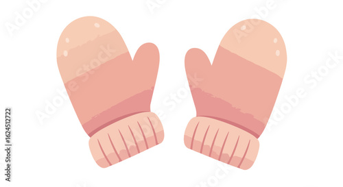 Pink mittens isolated on white background, for winter weather