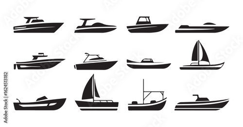 Boat and Yacht Silhouettes Collection: Vector Style for Watercraft