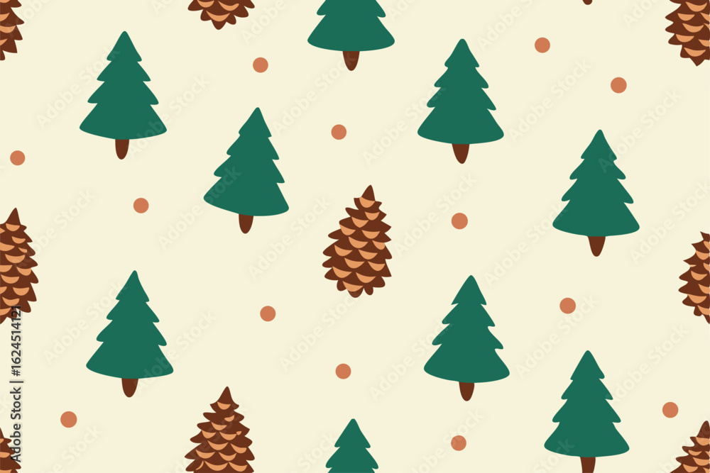 Obraz premium seamless christmas tree pattern featuring hand dra (1).eps