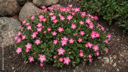 Wallpaper Mural Colorful Ixora blooms thriving outdoors next to rocks, enhancing the natural vibe of the garden with fragrant flowers and honey. Torontodigital.ca