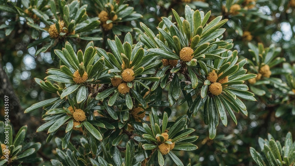Fototapeta premium Evergreen tree from the Myrtaceae family known for its leaves with antibacterial and calming properties, often consumed by koalas.