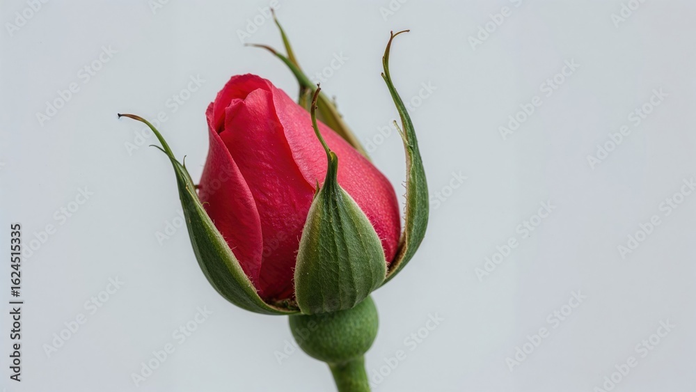Fototapeta premium A compact rose flower bud with delicate petals held close before blossoming.