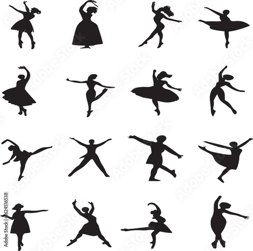Elegant ballerinas in various graceful poses ballet dancers silhouettes