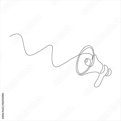 Megaphone public horn speaker continuous single line art drawing vector illustration.