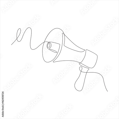 Megaphone public horn speaker continuous single line art drawing vector illustration.