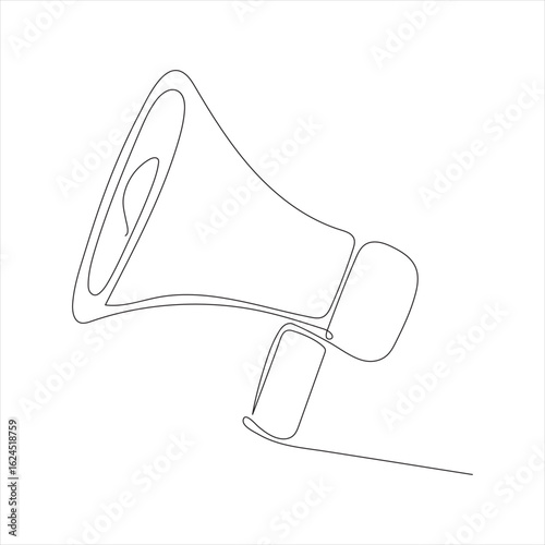 Megaphone public horn speaker continuous single line art drawing vector illustration.