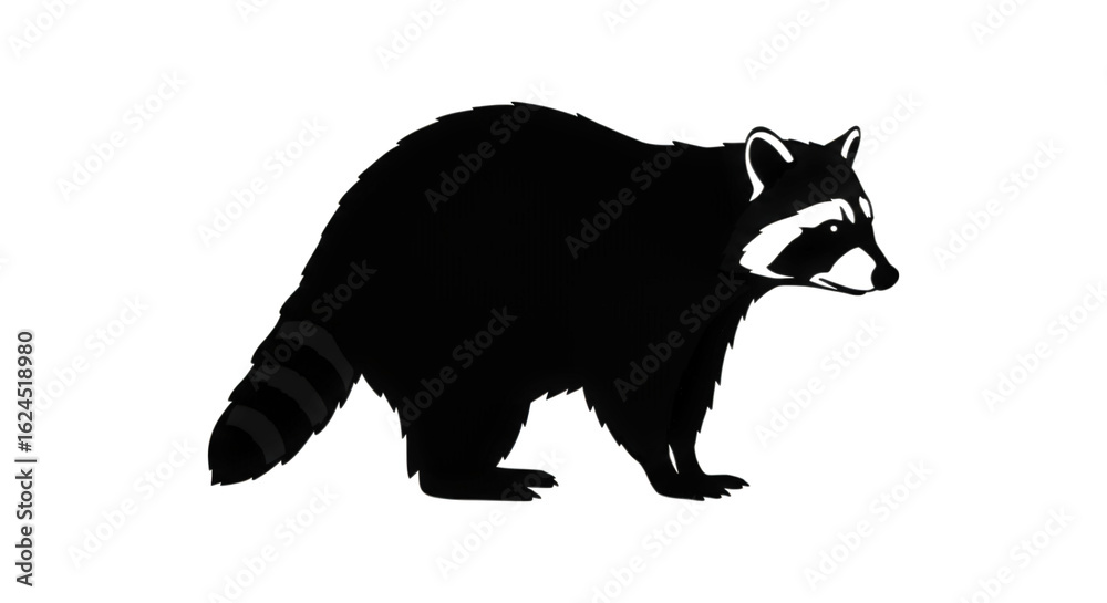 Obraz premium Silhouetted Black Raccoon Walking Gracefully in Natural Habitat