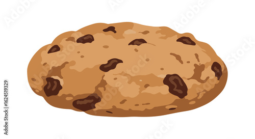 Isolated cookie, brown, chocolate chips, on a white background. Use Baking promotion